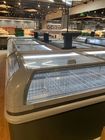 Congelatore di frigorifero combinato petto curvo di vetro dell'isola del coperchio di scivolamento del congelatore dell'isola del supermercato