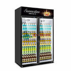 il congelatore di vetro dell'esposizione della bottiglia di birra della bevanda della porta 2 ha refrigerato il refrigeratore dritto raffreddato aria dell'armadietto di esposizione del supermercato