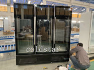 Congelatore verticale di vetro della porta dell'esposizione 3 del gelato del manzo di raduno del supermercato -22 centigradi di gradi