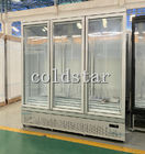 Il montante di raffreddamento della porta di tre porte dell'esposizione di frigorifero del fan di vetro del congelatore beve il dispositivo di raffreddamento bianco