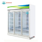 Un congelatore di vetro congelato commerciale di 3 porte dell'esposizione dritta dell'alimento