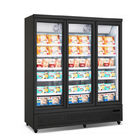 Le drogherie mostrano il congelatore di frigorifero/congelatore verticale/congelatore dell'esposizione