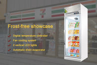 Congelatore di vetro verticale delle porte dell'attrezzatura di refrigerazione del supermercato 400L con il sistema di raffreddamento del fan