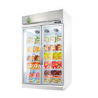 Doppio congelatore di vetro dell'esposizione della porta del frigorifero commerciale con il bordo dell'ANNUNCIO