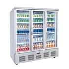 Principale accendendo il frigorifero commerciale della bevanda, dispositivo di raffreddamento dell'esposizione di 3 porte
