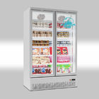 Congelatore verticale di vetro delle porte del frigorifero 2 freddi dell'esposizione della bevanda del supermercato