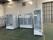 Il dispositivo di raffreddamento dritto commerciale 2~8℃ della bevanda automatico disgela il frigorifero di vetro dell'esposizione delle porte