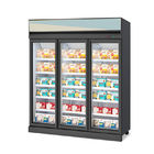 Tre porte di vetro visualizzano il frigorifero ed i congelatori commerciali del congelatore