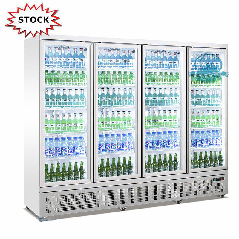 Dispositivo di raffreddamento di vetro dritto dell'esposizione della porta della vetrina R290 del frigorifero delle porte del supermercato 4 per la bevanda